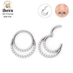 High Zircon Titanium Septum Clicker Nose Hoop