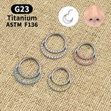 High Zircon Titanium Septum Clicker Nose Hoop