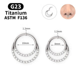 High Zircon Titanium Septum Clicker Nose Hoop