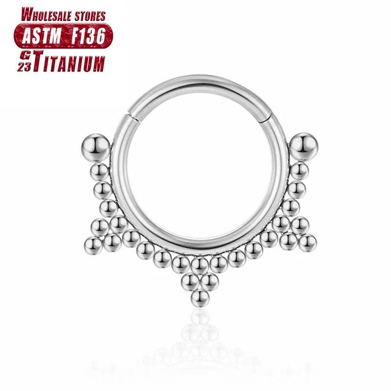 Titanium Clicker Piercing Nose Ring Hoop F136