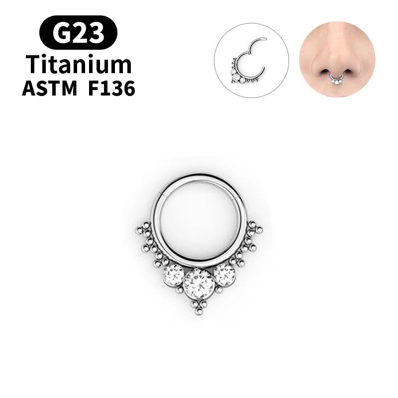 Crystal Nose Ring Earrings Piercing G23 F136 Women Nipple Ring Body Piercing