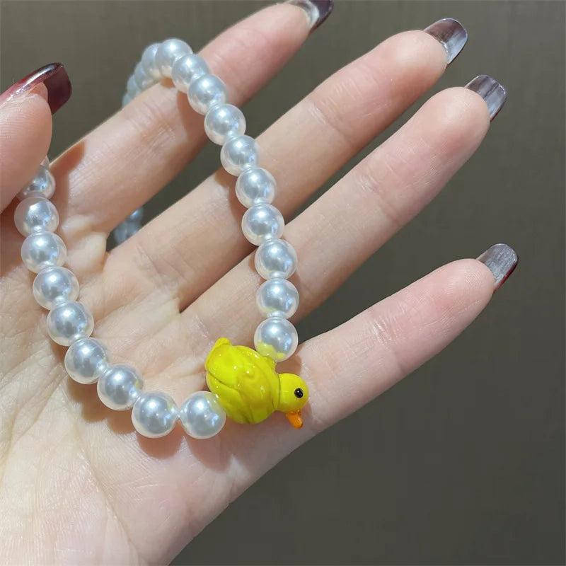 Kpop Goth Harajuku Animal Pearl Necklace Duck Ladybug Cartoon Choker