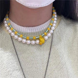 Kpop Goth Harajuku Animal Pearl Necklace Duck Ladybug Cartoon Choker