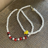 Kpop Goth Harajuku Animal Pearl Necklace Duck Ladybug Cartoon Choker