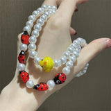 Kpop Goth Harajuku Animal Pearl Necklace Duck Ladybug Cartoon Choker