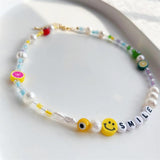 Boho Summer Style Necklace Jewelry for Women Fruit Smiley Pearl Choker
