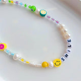 Boho Summer Style Necklace Jewelry for Women Fruit Smiley Pearl Choker
