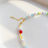 Boho Summer Style Necklace Jewelry for Women Fruit Smiley Pearl Choker