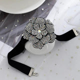 Flower Choker Necklace for Women Faux Pearl Collar Glitter Statement Jewelry