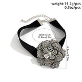 Flower Choker Necklace for Women Faux Pearl Collar Glitter Statement Jewelry