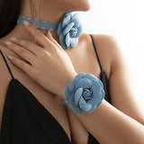 Flower Choker Necklace for Women Faux Pearl Collar Glitter Statement Jewelry