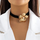Flower Choker Necklace for Women Faux Pearl Collar Glitter Statement Jewelry