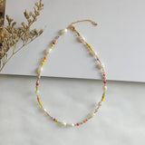 Colorful Beaded Pearl Choker Necklace for Women