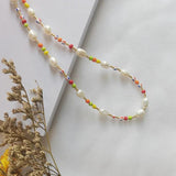 Colorful Beaded Pearl Choker Necklace for Women