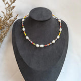 Colorful Beaded Pearl Choker Necklace for Women