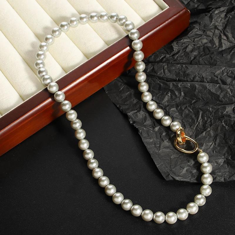 Grey Pearl Chokers Necklace for Women Girls Bridals Wedding Banquet Necklaces