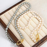 Grey Pearl Chokers Necklace for Women Girls Bridals Wedding Banquet Necklaces