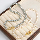 Grey Pearl Chokers Necklace for Women Girls Bridals Wedding Banquet Necklaces