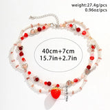 Strawberry Necklace Gothic Pearls Y2K Necklace Choker Glass Beaded Women's Neck