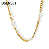 Bohemia Pearl Necklace Cuban Chain Choker