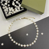 Natural Shell Heart Star Beaded Necklace Choker for Women