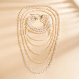 Layers Pearl Choker Necklace for Women Pearl Bead Maxi Chain Christmas Party