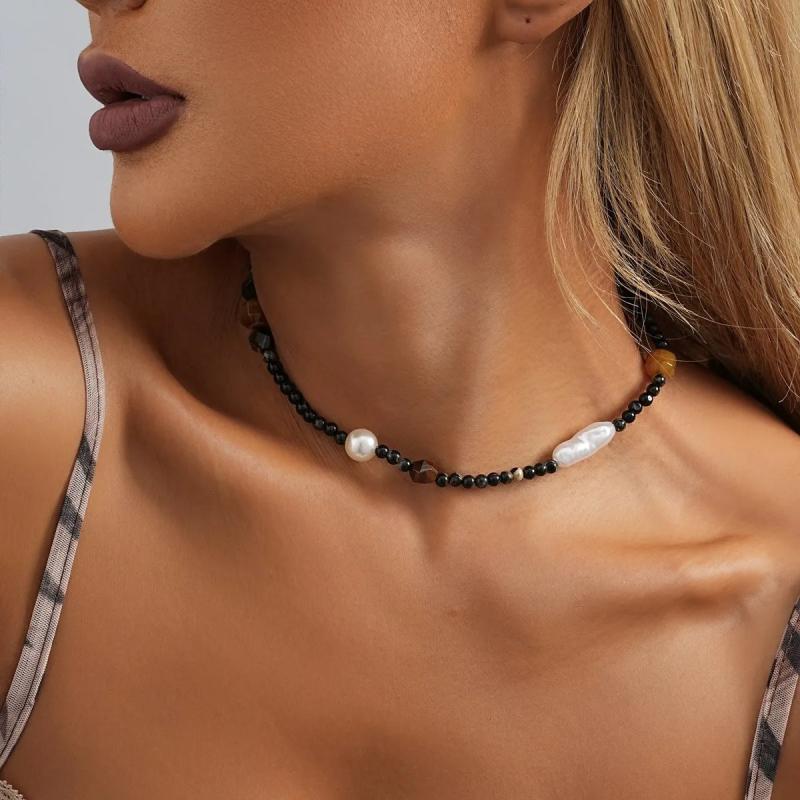 Retro Pearl Stone Necklace for Women - Party Gift Jewelry