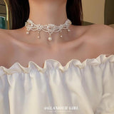 Vintage Pearl Choker Necklace Princess Multilayers French Rom