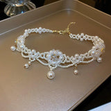 Vintage Pearl Choker Necklace Princess Multilayers French Rom
