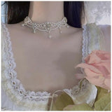 Vintage Pearl Choker Necklace Princess Multilayers French Rom