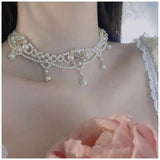 Vintage Pearl Choker Necklace Princess Multilayers French Rom