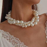 Big Pearl Choker Necklace Statement Wedding Jewelry