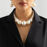 Big Pearl Choker Necklace Statement Wedding Jewelry