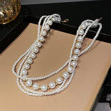 Big Pearl Choker Necklace Statement Wedding Jewelry