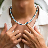 Multicolor Pearl Beads Short Choker Necklace Men Beaded Chains Collar