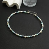 Multicolor Pearl Beads Short Choker Necklace Men Beaded Chains Collar