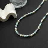 Multicolor Pearl Beads Short Choker Necklace Men Beaded Chains Collar