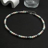 Multicolor Pearl Beads Short Choker Necklace Men Beaded Chains Collar