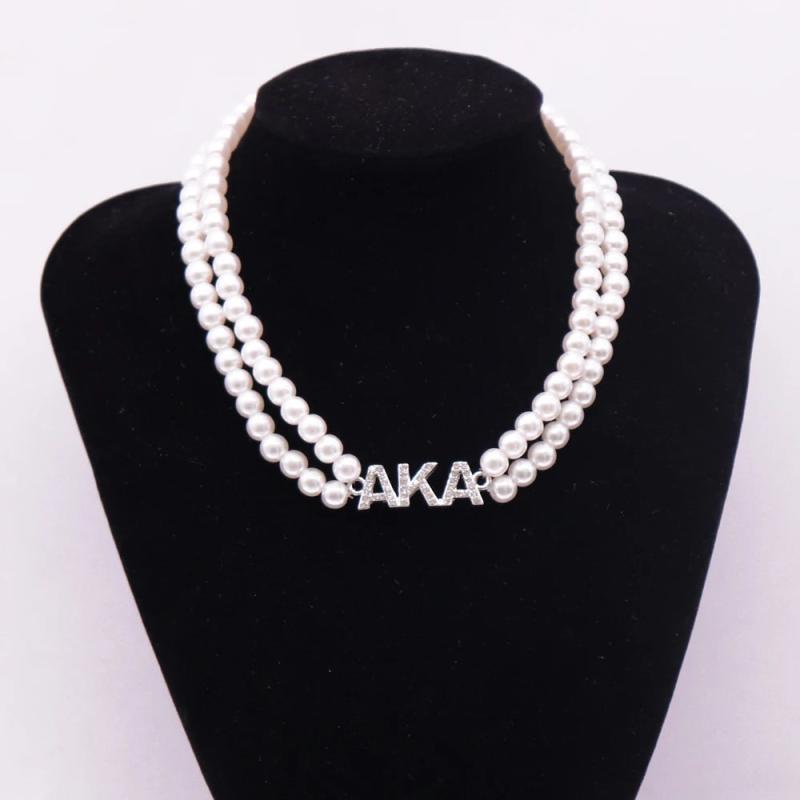 Double Layer Choker Pearl Greek Sorority Alpha Lady Necklace