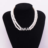 Double Layer Choker Pearl Greek Sorority Alpha Lady Necklace