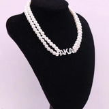 Double Layer Choker Pearl Greek Sorority Alpha Lady Necklace