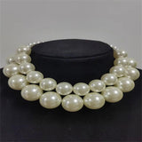 Vintage Big Pearl Beads Chain Double Layer Choker Necklace