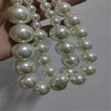 Vintage Big Pearl Beads Chain Double Layer Choker Necklace