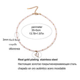 Heart Choker Shell Beads Stainless Necklace for Women