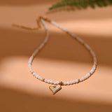 Heart Choker Shell Beads Stainless Necklace for Women