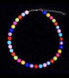 Y2K 90s Reflective Pearl Choker Hip Hop Rock Punk Jewelry