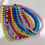 Y2K 90s Reflective Pearl Choker Hip Hop Rock Punk Jewelry