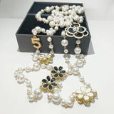 Long Pearl Necklace Double Layer Pendant