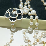 Long Pearl Necklace Double Layer Pendant