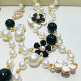 Long Pearl Necklace Double Layer Pendant
